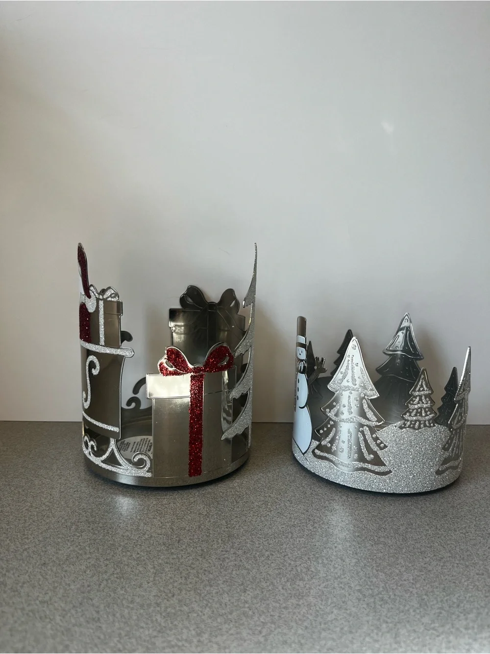 Bath & Body Works Christmas 3-Wick Candle Holder Set Santa & Snowman